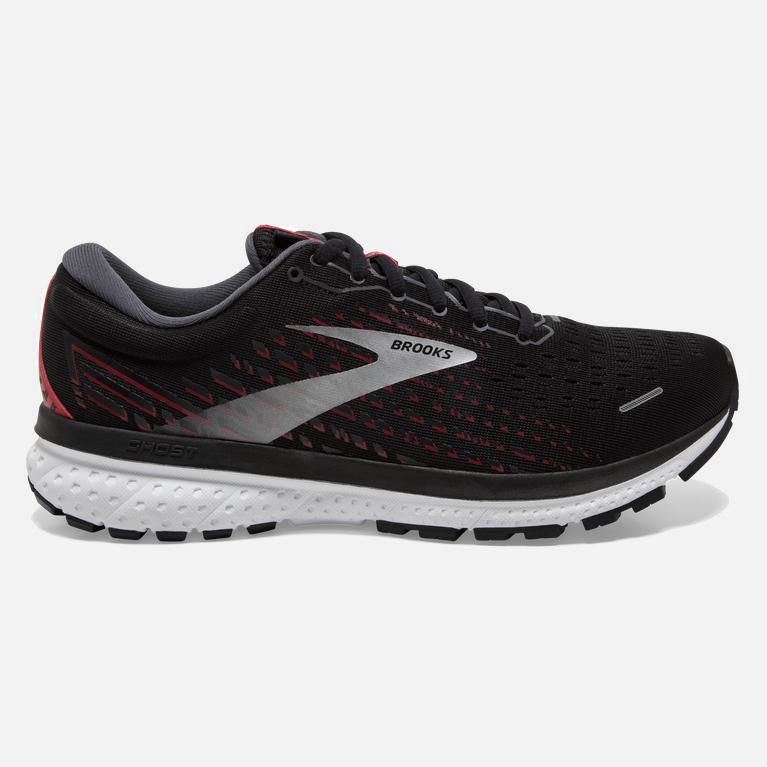 Brooks Ghost 13 Australia - Men's Road Running Shoes - Black/Ebony/grey Charcoal/Tango Red (406279-A